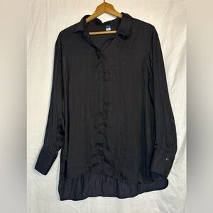 Old Navy Women’s Black Long Sleeve Button Down Collared Blouse size Large